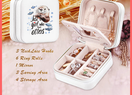 BJDAMAI Otter Jewelry Box, Gifts For Teens Girls, Otter Lovers Stuff Items Accessories Things Merchandise Decor Merch, Travel Ring Earrings Necklace Organizer Holder!