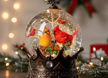 Cardinal Christmas Snow Globe, Lighted 2 Cardinal Musical Water Lantern with Swirling Glitter, Christmas Holiday Party Gifts and Decorations