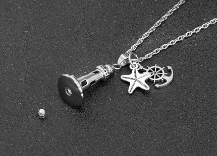 Gredstar Lighthouse Urn Necklace for Ashes Memorial Keepsake Pendant with Starfish Charms Cremation Jewelry (Lighthouse + Anchor + Starfish)