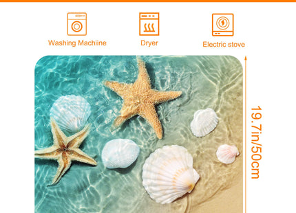 Starfish and Seashell on Beach Washer and Dryer Covers for the Top,Washing Machine Dust Cover Pad Anti-slip Absorbent Protector Mat for Washer Dryer Home Decor,23.6"x19.7"