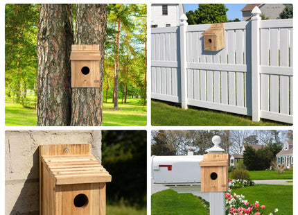NATUREYLWL Bird House for Outside,Natural Wooden Bird Houses Outdoor,Thicken Birdhouse for Bluebird Chickadee Swallow Wren Assembly Required