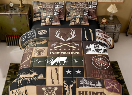 Feelyou Deer Full Size - 7 Pieces Bed in a Bag Set Deer Hunting Comforter Set with Sheets for Boys Girls Hunting Gifts Bedding Sets with Comforter, Flat Sheet, Fitted Sheet, Pillowcases, Pillow Covers