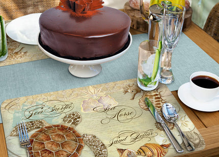 CounterArt Coastal Waterways Reversible Easy Care Placemat 4 Pack