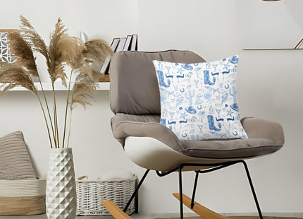 XUNLURY Blue Coastal Cowgirl Pillow Covers 18x18, Coastal Cowgirl Granddaughter Room Decor, Western Home Decor, Preppy Beach Western Decorative Pillow Covers for Girls Dorm Bedroom