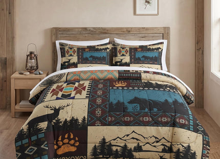 WeCozy Queen Comforter Set, 3 Pieces Deer Bear Bedding, All Season