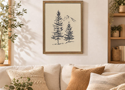 Pine Tree Wall Art Minimalist Mountain Nature Canvas Print Cabin Wall Decor