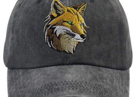 Fox Hats for Men Women, Embroidered Fox Decor Baseball Cap Black