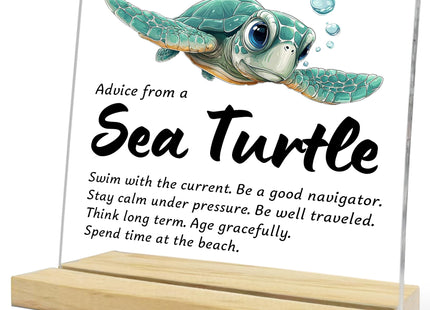 Inspirational Sea Turtle Gifts for Women Men,Advice From A Sea Turtle Acrylic Plaque,Sea Turtle Gifts for Turtle Lovers