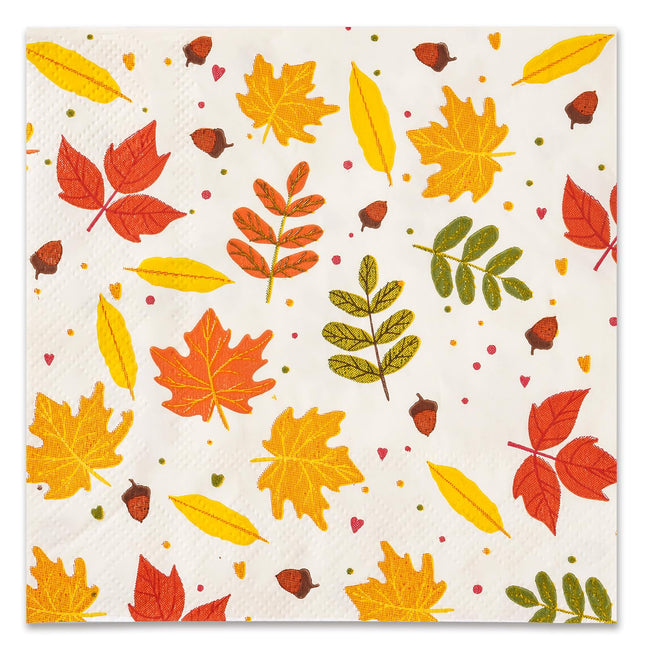 100 PCS Fall Cocktail Napkins, 3-Ply Maple Leaf Acorn Paper Napkins