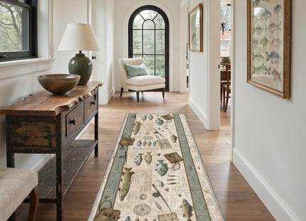 2x3 Fishing Rug, Machine Washable Cabin Doormat with Lake Fish Pattern
