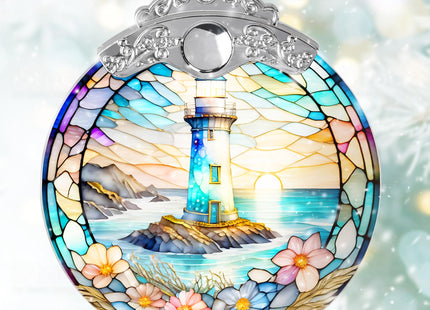 Jocidea Stained Glass Suncatcher & Lighthouse Ornament - Christmas & Holiday Ornaments, Tree Decor