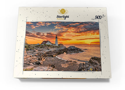 MyPuzzle Portland Lighthouse At Sunrise in New England Maine USA - Premium 500 Piece Jigsaw Puzzle for Adults