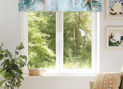 EwdeWwo Nautical Coastal Valance for Windows, Beach Sea Starfish Ocean Theme Rod Pocket Curtain Valances for Living Room Bathroom Underwater World Window Treatment Valances 54" W x 18" L, 1 Panel