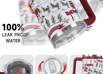 Christmas Tumbler 40oz Nutcracker Santa Reindeer Cup Winter Gift Women-1PCS