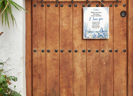 FUGWN Coastal Before You Leave This Home Hanging Wooden Signs 8x10 Love