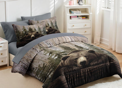 Nesker King Comforter Set with Sheets, 7 Pieces Bear Wildlife Bedding