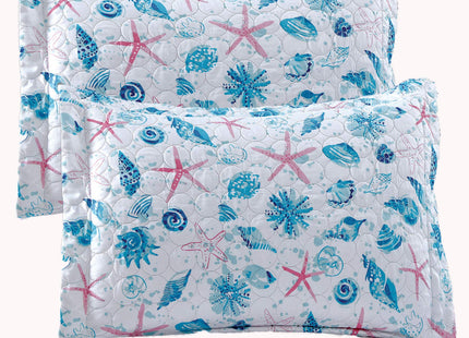 Queen Size Quilts Beach Queen Quilt Set Collection Bedspread Coverlet Reversible Lightweight Bedding Pink Starfish Aqua Home Quilt Set
