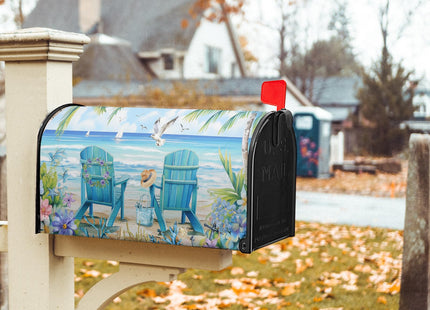 Granbey Summer Magnetic Mailbox Cover Large Size 25.5x21 Inch Nautical Coastal Post Letter Box Wrap Decor Seaside Escape Dust-Proof Letterbox Covers Protection