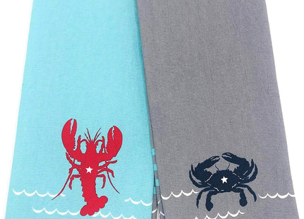 Kay Dee Designs Live Salty Lobster & Crab Kitchen Towels Dishtowel Set for Cleaning, Drying, Polishing and Baking