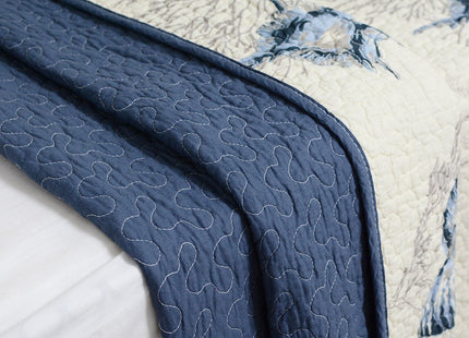 Brandream Coastal Seashell Beach Bedding Quilt Set Nautical Coverlet Set King Size 100% Cotton 3-Piece