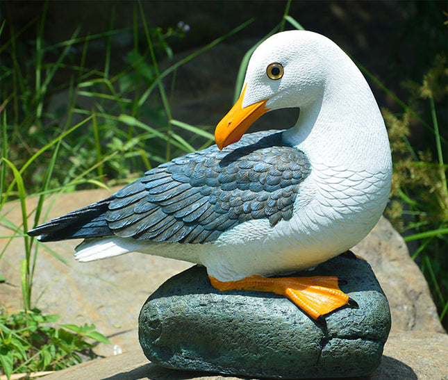 Teaeeno Real Seagull Decoration,Seagull Statue Outdoor Decoration,Seabird Decoration,Seagull Figurine Coastal Garden Decor,Bird Statue Nautical Beach Sculpture,Perfect for Home Garden,Terrace,Yard Art