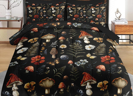 Pamnest Full Comforter Set with Sheets, 7 Pieces Woodland Mushroom Bedding