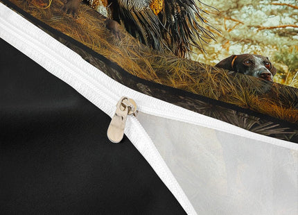 Erosebridal Pheasant Hunting Duvet Cover Twin Size Black Dog Bedding Set Boho Farmhouse Wild Animals Comforter Cover Woodland Leaves Hunter Gun Room Decor Quilt Cover for Men Boys Adults Kid