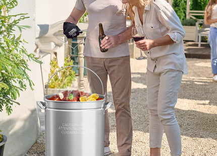 ROVSUN 62QT Stainless Steel Seafood Boil Pot With Strainer Basket, Lid & Hook, Versatile Stock for Crab, Lobster, Shrimp Boiling, Heavy-Duty Turkey Fryer for Outdoor Cooking & Gatherings