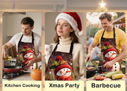 Nuxovilar Snowman Holly Christmas 26.77x30.7 Polyester Cooking Apron