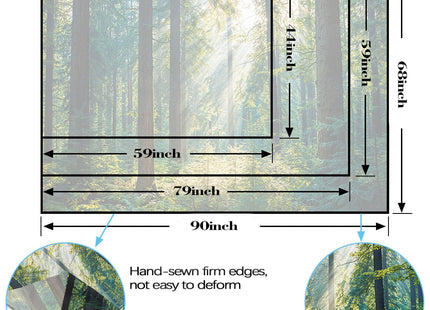 Kanuyee Sunlit Forest Landscape Tapestry, Tranquil Nature Wall Hanging for Room Decor, Peaceful Greenery Home Decor 60L x 44W