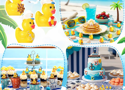 Weysat 120 Pcs Mini Sailor Cruise Ducks Tiny Resin Yellow Duck Figurines for Cruise Hiding, Nautical Sailing Ship Decor Fairy Garden Micro Landscape Dollhouse Accessories