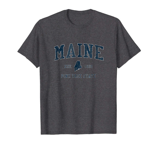 Retro Maine T Shirt Vintage State Sports Design Tee T-Shirt