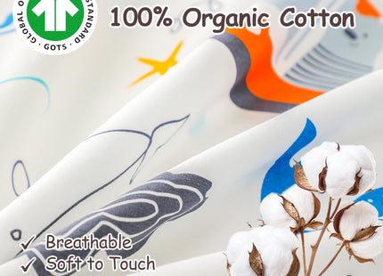 Simple&Opulence 100% Organic Cotton Duvet Cover for Kids Teens, 3 Pieces Soft Comforter Cover with Zipper Closure Cool Boy Girl Sea Sailboat Ocean Bedding Set - Whale, Twin