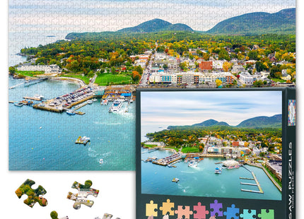Bar Harbor, Maine City Landscape - US Tourist Attraction- 1000 Large Piece Jigsaw Puzzle for Adults Challenging Puzzle Perfect for Game Nights - Finished Size is 27.5"x19.6"