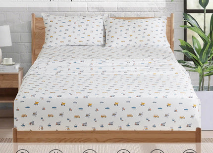 Ivellow Twin Sheet Set 100% Natural Cotton Sheets Soft Breathable Durable Lightweight Crispy Percale Twin Bed Sheets 16" Deep Pocket Elk Forest Patterned Sheets Kids Twin Bedding Dorm Essentials