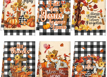 Oudain 6 Pcs Fall Kitchen Towels Set Autumn Pumpkin Maple Dish Towels