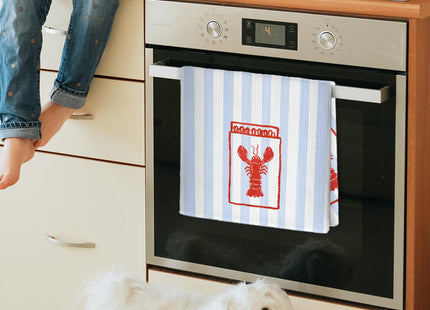 JINYO Maine Lobster Kitchen Towels, East Coast Beach Dish Towels Tea Towel, Preppy Coastal Decor, New England Style Hand Towels for Bathroom, Crawfish Decorations, 16x24 Inch