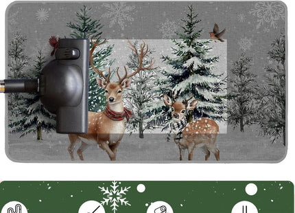 Baccessor Christmas Winter Kitchen Rugs Set of 2, Snowy Pine Tree Deer Cardinal Snowflakes Kitchen Mats Washable Non Slip Rubber Backing Xmas Farmhouse Home Floor Holiday Indoor Laundry Decor