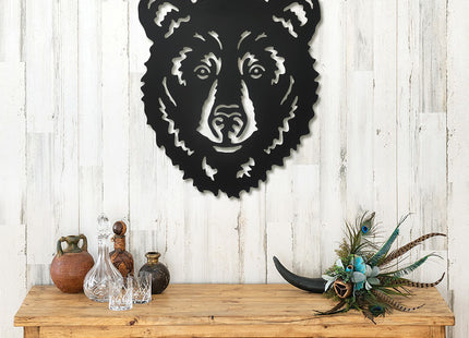 Metal Bear Wall Art,Black Bear Head Wall Decor Sculptures for Living Room