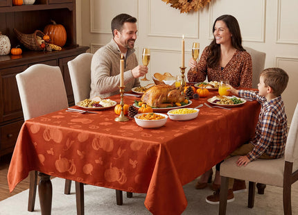 Romanstile Fall Jacquard Rectangle Tablecloth, Thanksgiving Pumpkin
