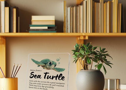 Inspirational Sea Turtle Gifts for Women Men,Advice From A Sea Turtle Acrylic Plaque,Sea Turtle Gifts for Turtle Lovers