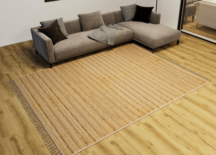 Handwoven Solid Natural Fiber Jute Area Rug 9x12 ft, Eco-Friendly Braided Reversible Carpet, Flatweave Floor Rug for Living Room, Bedroom, Office, Coastal & Farmhouse Decor