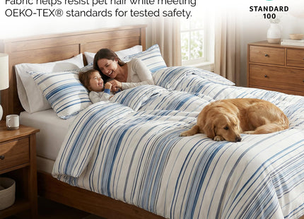 Twin XL Coastal Comforter Set w/ 1 Pillow Sham, Coastal Stripe Blue Bedding