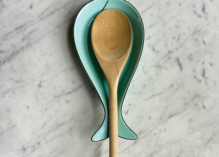 Fox Run Spoon Rest, Cute Whale Ceramic Spoon and Spatula Rest for Kitchen