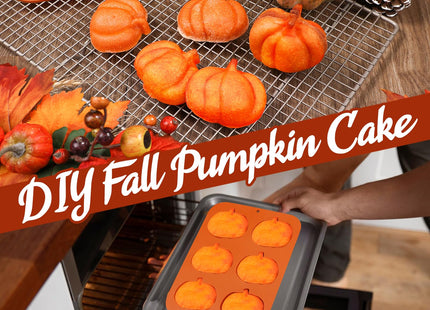 Kamehame Pumpkin Cake Molds, 2pcs Silicone Pumpkin Cake Pan 6-Cavity Fall Silicone Mold Thanksgiving Candy Mold for Baking Cupcake Chocolate