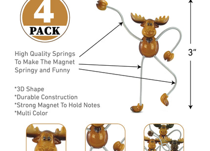 COTA Global Moose Springy Fridge Magnets - Novelty Cool Magnets - Set of 4
