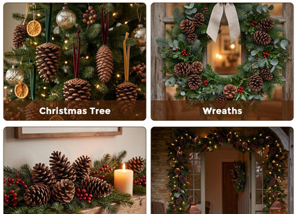JOHOUSE 50 PCS Large Natural Pinecone Ornaments, Pine Cones Bowl Fillers