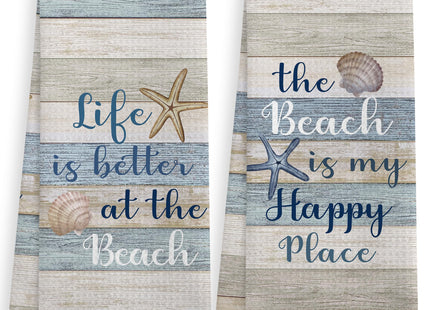 XNXLDYLH Coastal Beach Kitchen Towels and Dishcloths Sets of 2, Beachy Decor, Nautical Themen Bathroom Decor Dish Hand Tea Towels for Bathroom Kitchen, Beach Gifts for Women, 16x24 Inch
