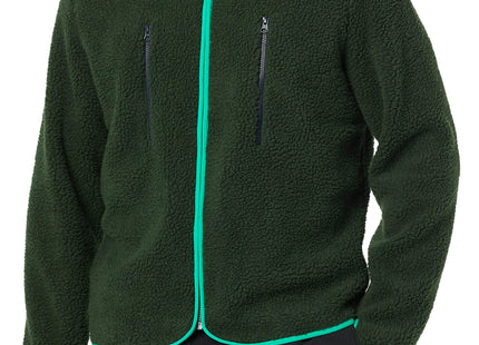 Amazon Essentials Men's Teddy Fleece Full-Zip Jacket, Dark Green, Large