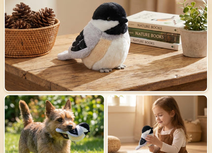 PullCrease Stuffed Animal with Authentic Sound Plush,Black-Capped Chickadee